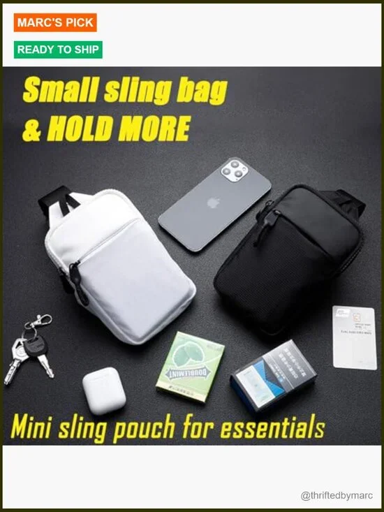 Mini Sling Crossbody Bag Nylon Adjustable Strap Travel Hiking Phone - Picture 3 of 7